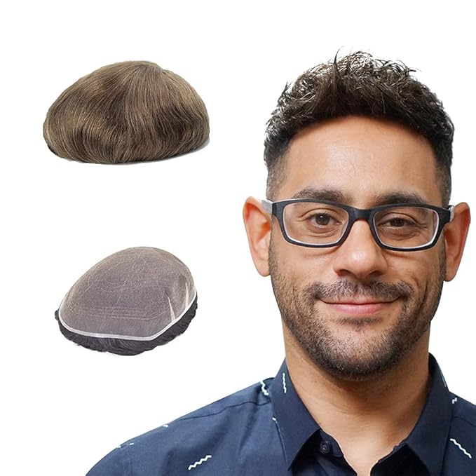 Lordhair Hair System for Men Real Human Hair Full French Lace Mens Hair System Size 8x10 inches Mens Toupee #7
