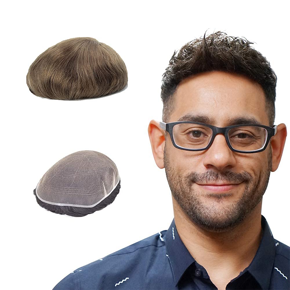 Lordhair Hair System for Men Real Human Hair Full French Lace Mens Hair System Size 8x10 inches Mens Toupee #7