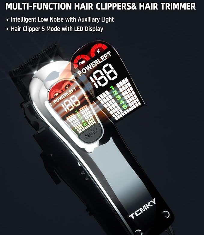 TCMKY Hair Clippers for Men, Professional Clippers and Trimmers Set, Cordless Clippers for Hair Cutting, Beard Trimmer, Barber Clippers, Rechargeable Electric Shaver