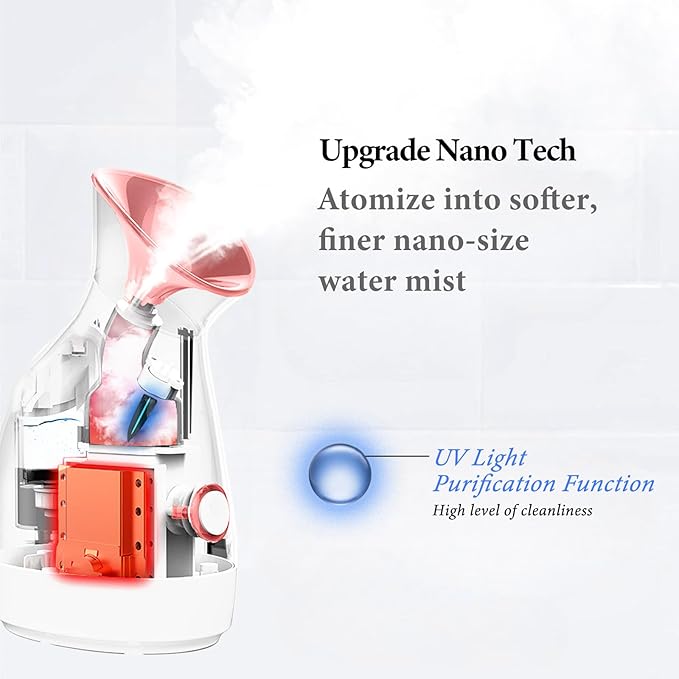 Colorfarm Facial Steamer with Nano Ionic Steam for Deep Cleaning Home Spa
