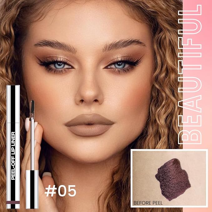 JUAAZIN 2Pcs Matte Liquid Lip Stain Peel Off Lip liner Tattoo, Matte Peel Off Lip Stain, Long Lasting Waterproof Lipstick Lip Gloss Stain, Transfer-proof for All Skin Types (0.24 fl oz-04#+05#)