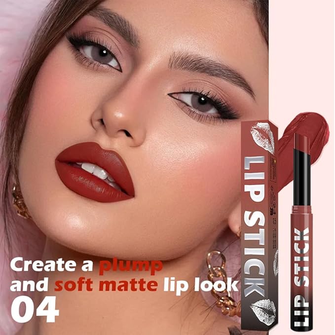 IATMOMOD Dark Red Matte Lipstick for Women, Long Lasting Waterproof Transfer-Proof Vegan Lip Bar, 24H Moisturizing Smudge-Proof All-Day Lip Color for Mature Women M04#