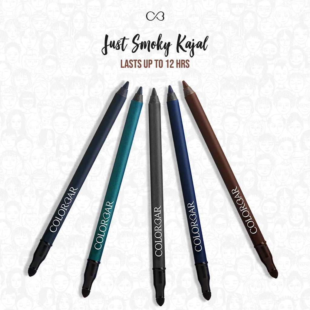 Colorbar Just Smoky Eye Pencil - Eyeliner Pencil with Built-in Smudger - Waterproof Formula - Matte Finish - 005 Just Blue - 0.04 oz
