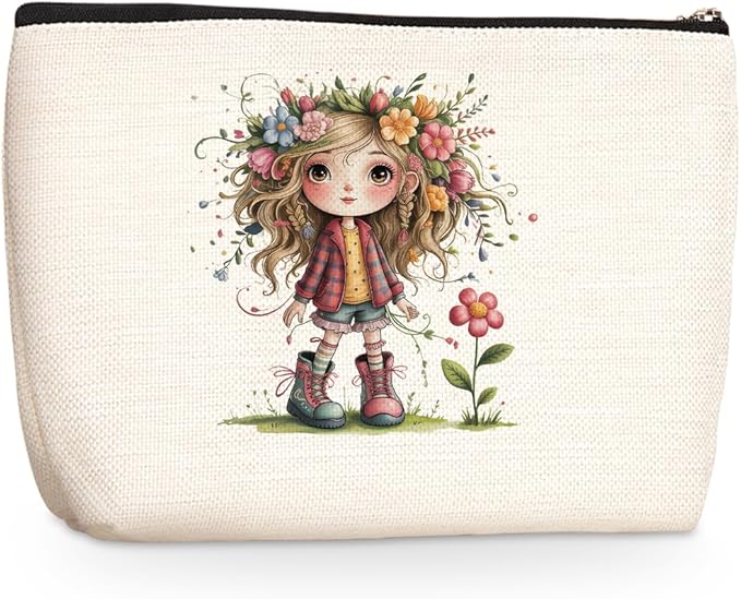 Cute Girl Makeup Bag, Flower Travel Makeup Case Cosmetic Bags for Women