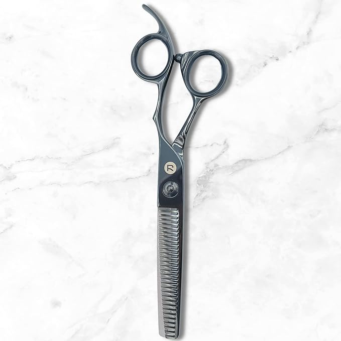 Saki Shears 7 Inch Katana Hair Cutting Scissors for Professionals - 440C Steel With Black Titanium Finish (7" Hair Cutting Shears) (Right Hand, 6" Thinning)