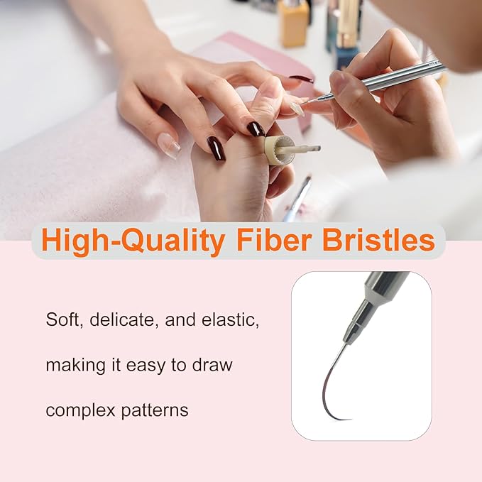 MYR 6Pcs Metal Nail Art Brushes & 2pcs Nano Nail Files for Nail Art Designs