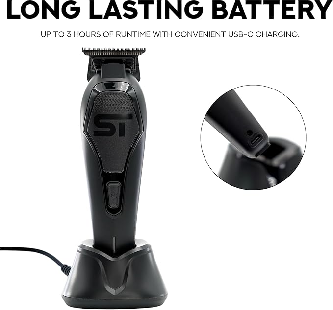 Supreme Trimmer Darkstar 72 Trimmer ST700 with Magnetic Vector Motor | 180 Min Run Time, 9000 RPM Barber Hair Trimmer | Low Noise, Professional Beard Trimmer DLC Blades (Black)