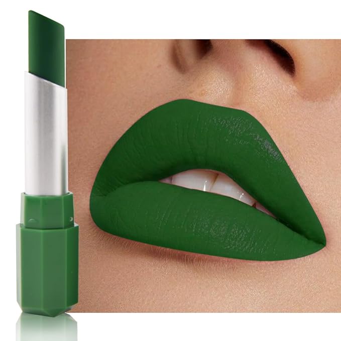IATMOMOD Sea Green Cream Matte Lipstick Stick 18#, Longwear Full Coverage Velvet Lip Color, Waterproof Multi-Use Lip & Cheek Makeup for Party & Daily Wear, Labial con color mate para uso diario