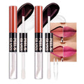 JUAAZIN 2Pcs Liquid Lip Stain Peel Off Lip liner and Lip oil with Tweezer, Dual-Ended Peel Off Lip Stain Tattoo, Highly Pigmented Long Lasting Waterproof, Transfer-proof for All Skin Types, 03#+05#