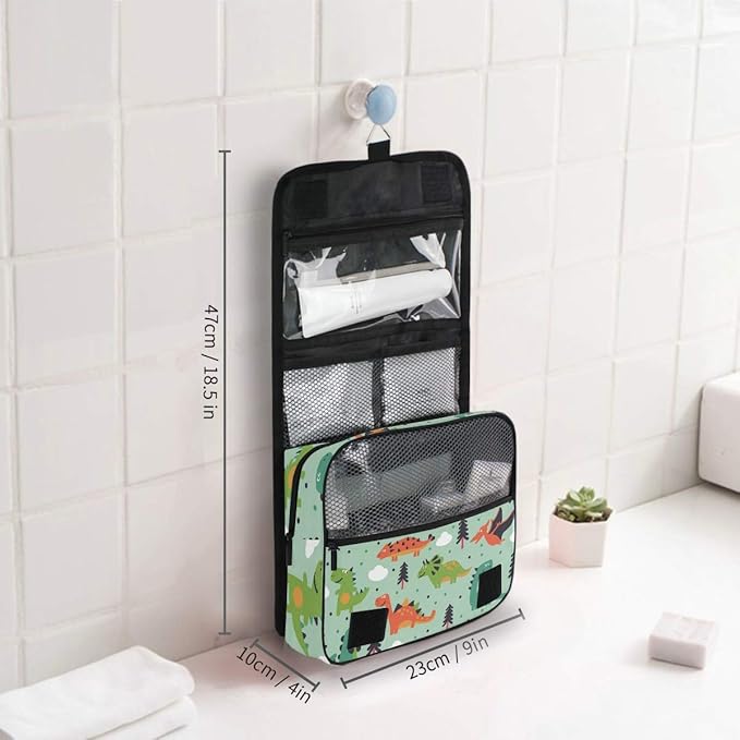 senya Hanging Travel Toiletry Bag Dinosaur Kit Makeup Case Cosmetics Organizer for Men Women