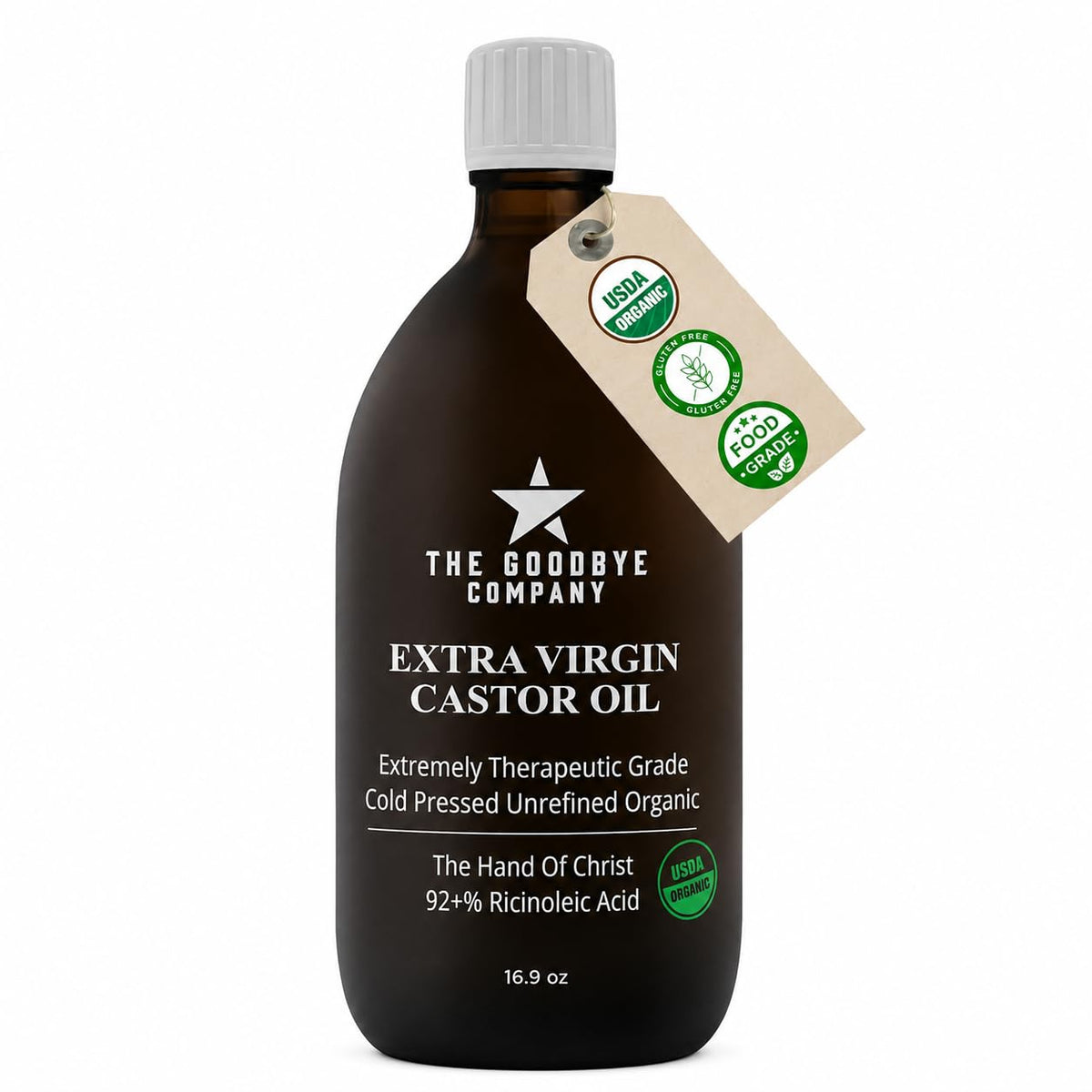 Goodbye Company USDA Organic Cold-Pressed Castor Oil, 8.5 oz Glass Bottle