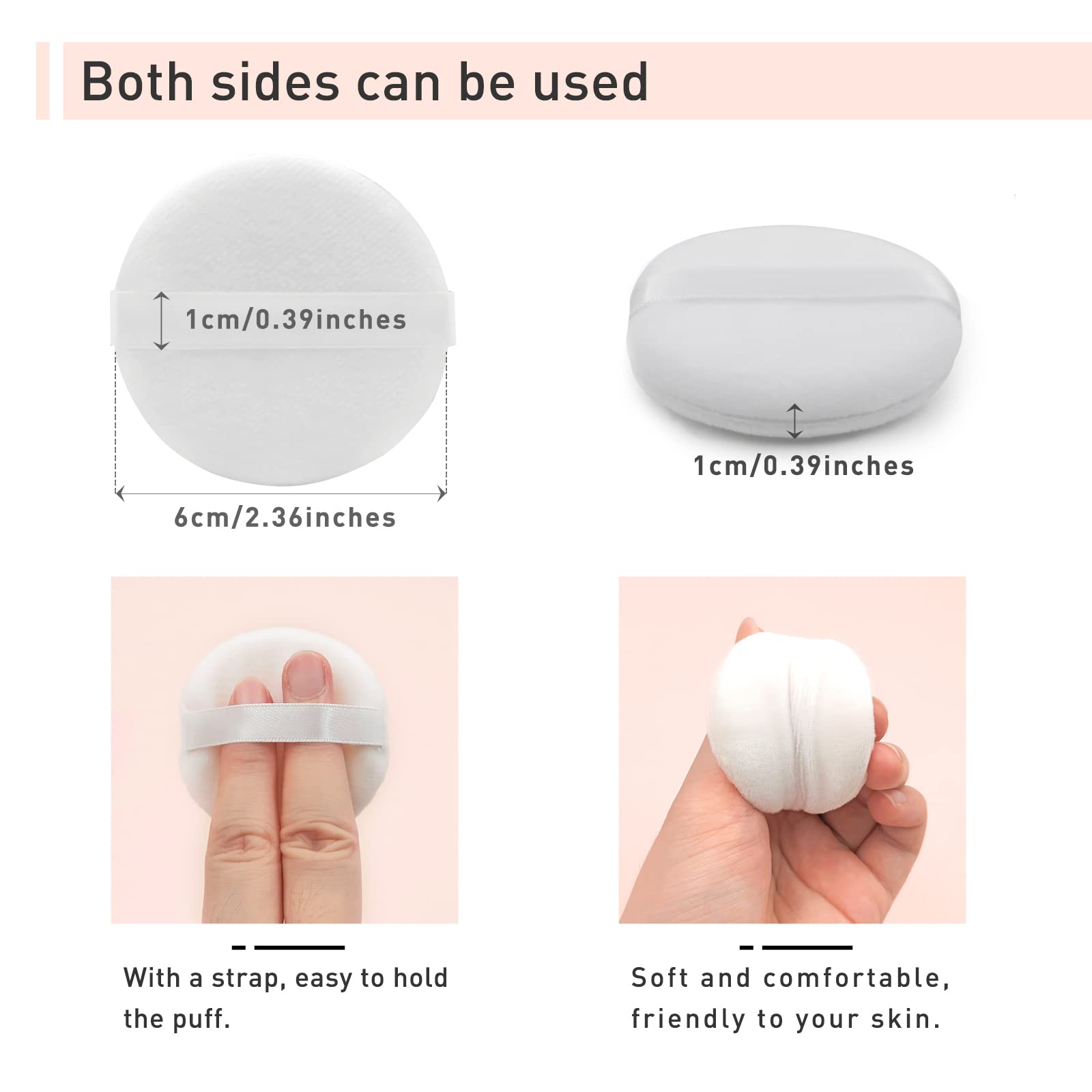 12 PCS Cotton Powder Puff Face Makeup Puff Pads 2.36 Inch, Velour Round Fluffy Puff for Loose Powder Foundation (White)