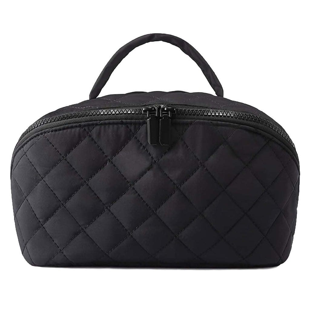 IrisCargo 2 Piece Travel Makeup Bag Organizer for Women, Black Medium Set