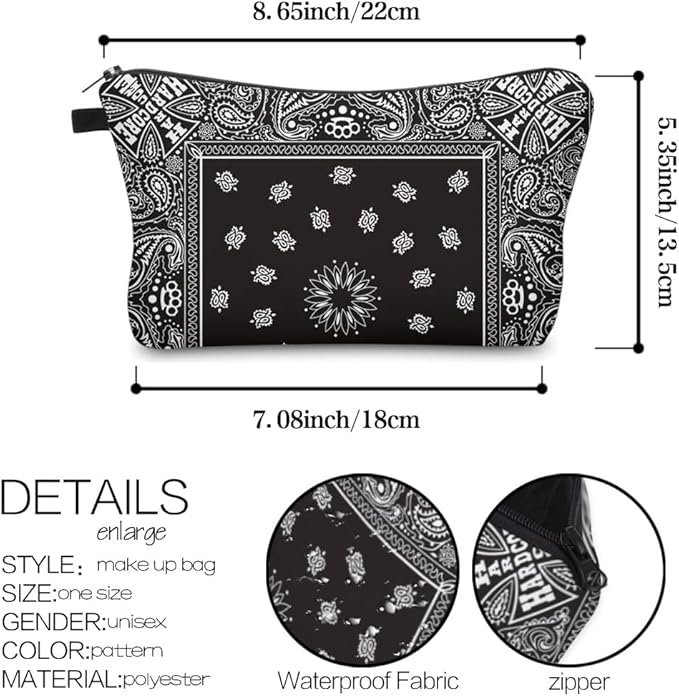Loomifang Small Makeup Bag Cosmetic Bag for Women, Pretty Design Organizer Case with Zipper Closure, Lightweight and Water-Resistant Make Up Bag - 8.65"x 5.35" x 7.08"（Mandala Flowers）
