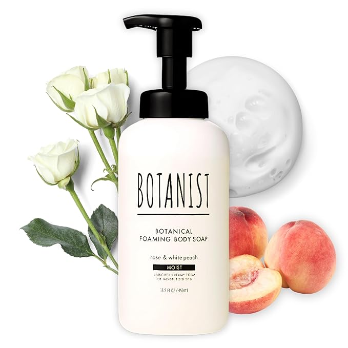 Botanist Foam Body Wash for Women & Men, Natural Body Wash for Sensitive Skin with Shea Butter, Almond & Coconut Oil, Sulfate & Paraben Free Organic BODY WASH from Japan 15.2Fl Oz Rose & White Peach