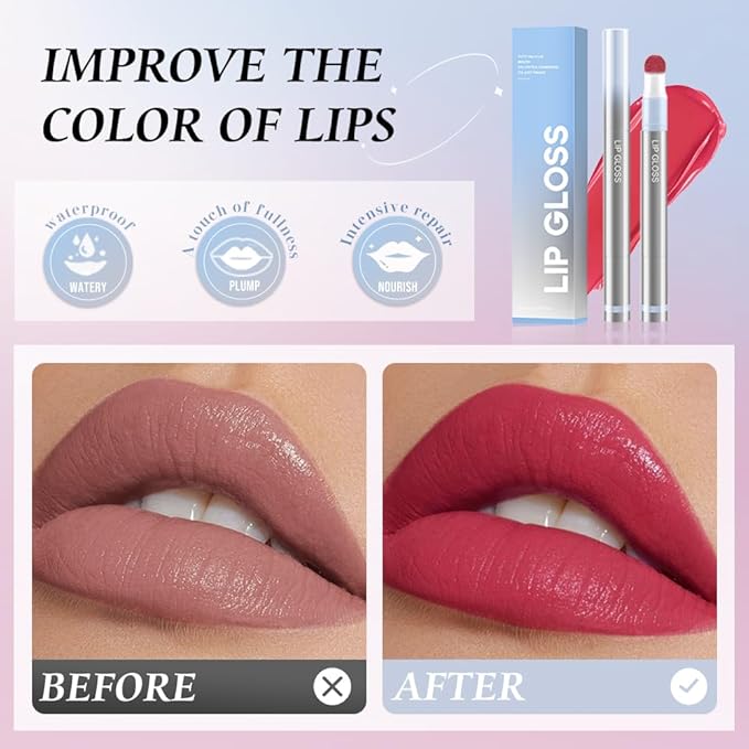 Hxssll Cushion Lip Gloss Matte Lip Tint – Long-Lasting Lightweight Color, Soft Plush Applicator for Gradient Blurred Lips, Non-Sticky Velvet Finish Hydrating Lip Stain 05#–Berry Plum