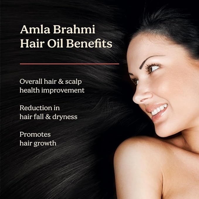 Life & Pursuits Amla Brahmi Hair Oil 3.4 Oz, Ayurvedic Oil for Hair Growth Support, Hair Fall Due to Breakage, Weak Roots, Dry Frizzy Hair, Scalp Nourishment & Shine, Natural Hair Oil for Men & Women