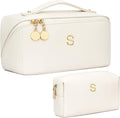 CLOUDWINGS Initial Makeup Bag Personalized Gift for Women Teen Girls