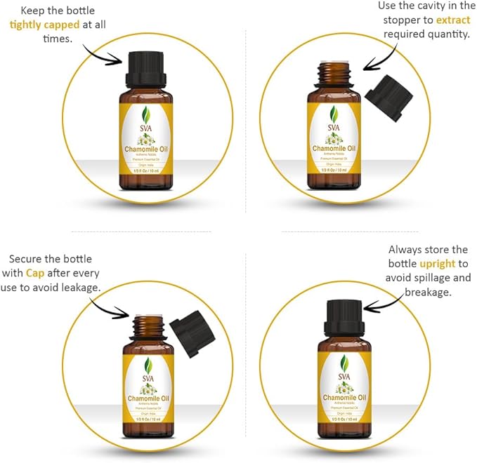 SVA Chamomile Essential Oil in Glass Bottle, 1/3 Fl Oz (10 ml)