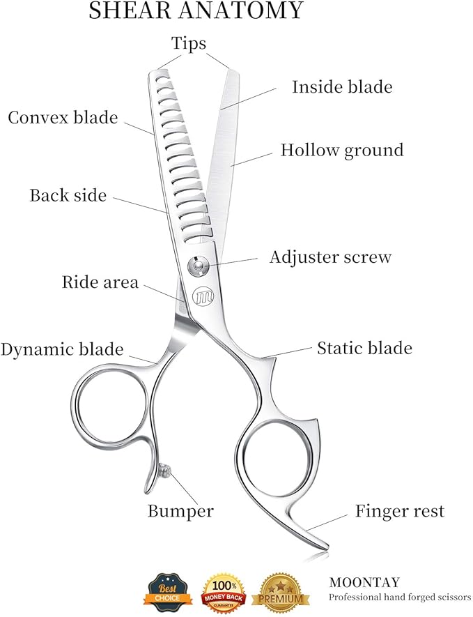 Moontay 6.0" Hair Thinning Shears with Large Finger Holes