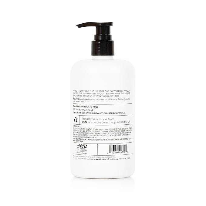MARLOWE. Body Lotion for Men, 15 oz Pump, Hydrating & Nourishing Daily Moisturizer for Dry Skin, Non-Oily, Clean Vegan Formula with Aloe Vera & Amino Acids, Original Fresh Sage & Fir Scent