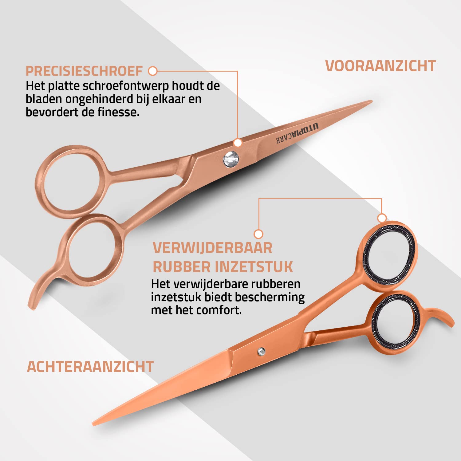 Utopia Care Hair Cutting and Hairdressing Scissors 6.5 Inch, Premium Stainless Steel Shears with Smooth Razor and Sharp Edge Blades for Salons, Men, Women and Kids, Rose Gold