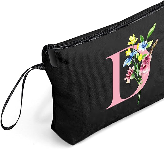 A-Z personalized gifts for women,Initial cosmetic bag with Mirror, D