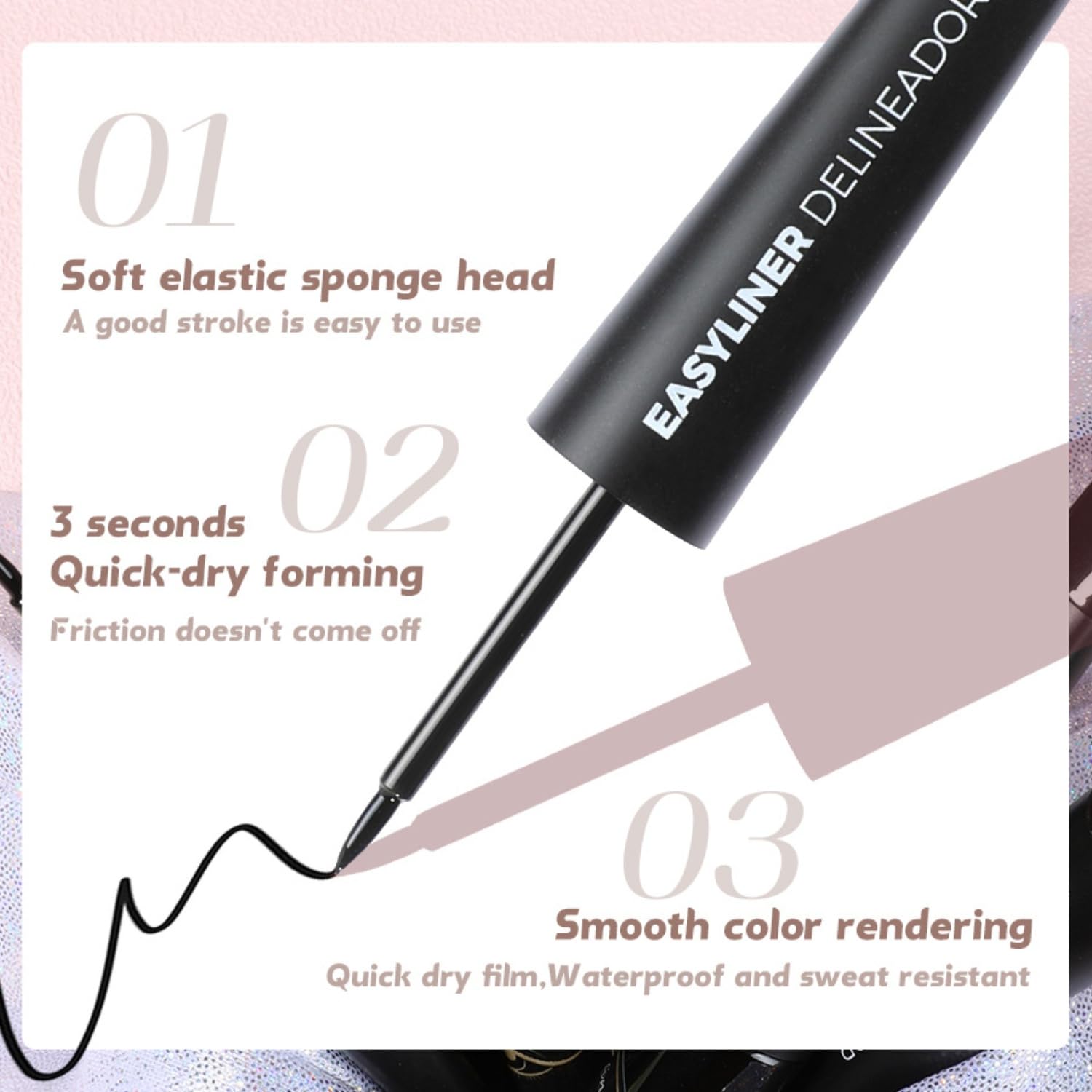 MAEPEOR Ultra-Fine Liquid Eyeliner Black High-Pigmented Matte Eyeliner Pen Stay All Day Makeup with Fine Brush Tip (M01 Black)