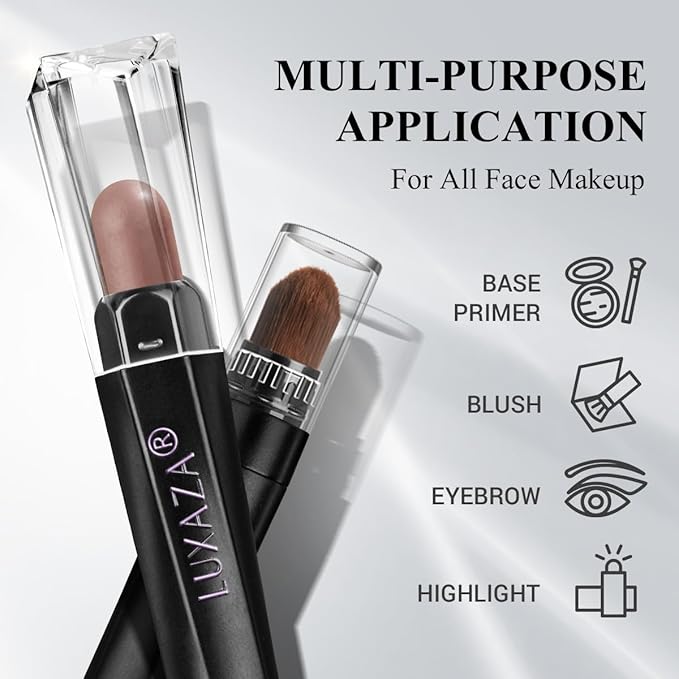 LUXAZA 3Pcs Neutral Brown Eyeshadow Stick Set, Matte And Shimmer Creamy Eyeshadow Pencil, Shiny Pink Shadow, Waterproof Long Lasting Smoky Eye Makeup - A3 Twilight Brown