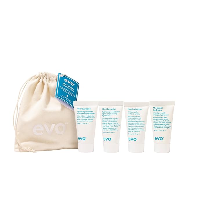 Evo Dry Hair Gift Set - Hydrating Shampoo, Sulfate-Free Conditioner, Hair Mask & Leave-In Cream - For Dull, Color-Treated Hair