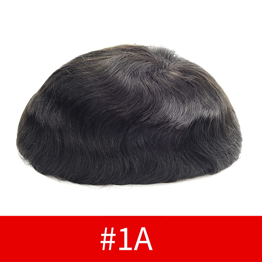 Lordhair Hair System for Men Real Human Hair Full French Lace Mens Hair System Size 8x10 inches Mens Toupee #1A