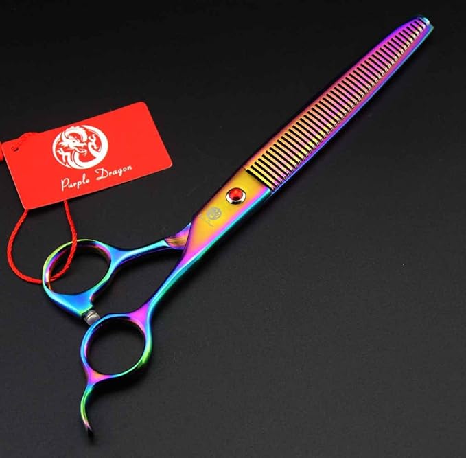 Purple Dragon 8 inch 3 in 1 Professional Pet Grooming Thinning(Rainbow)