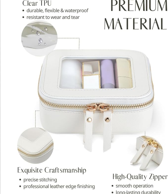 FASAOH Small Clear Makeup Bag Travel Cosmetic Case, Portable Make Up Organizer Traveling Compact Car Bag for Essentials Transparent Toiletry Bag with Zipper