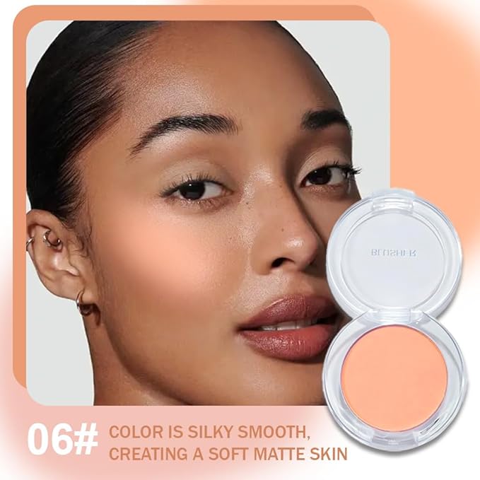HHLTOH Blush for Cheeks Makeup Palette, Natural Matte Cream Powder Single Blushes for Eye and Cheek, Buildable Long-Lasting Color,Vegan & Cruelty-Free,Everyday Makeup Look for Women,#06-Deep Nude
