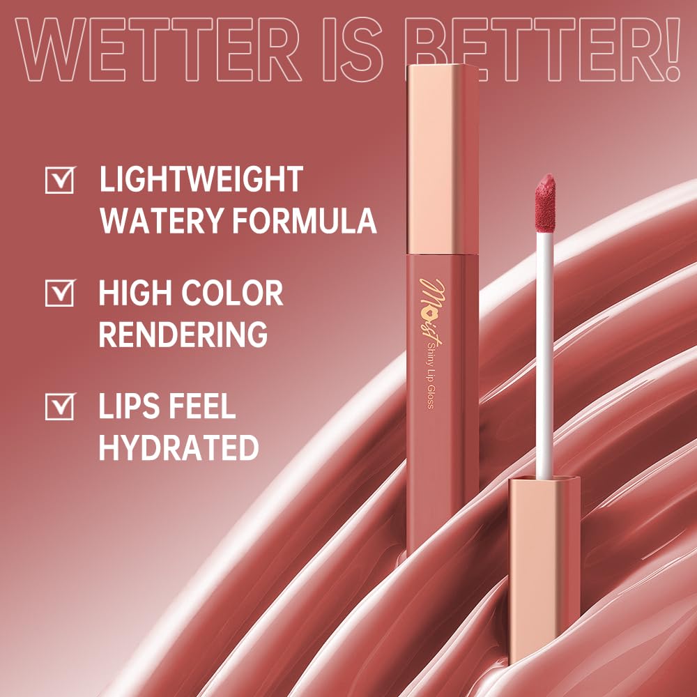 FERLYHR 12 Colors Lip Gloss Set, High-Shine Waterproof Collection, Long Lasting Moisturizing Formula with Mirror Finish, Adult (8#, 1 Count (Pack of 1))