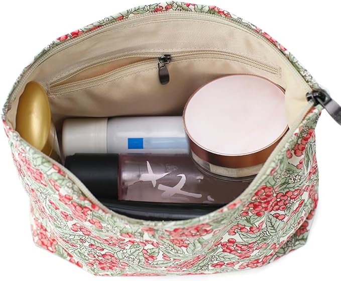 BBORGDC Cotton Printed Makeup Bag - Large Capacity Travel Cosmetic Pouch & Toiletry Organizer with Zipper, Perfect for Daily Use, Makeup Storage, or Gift Ideas