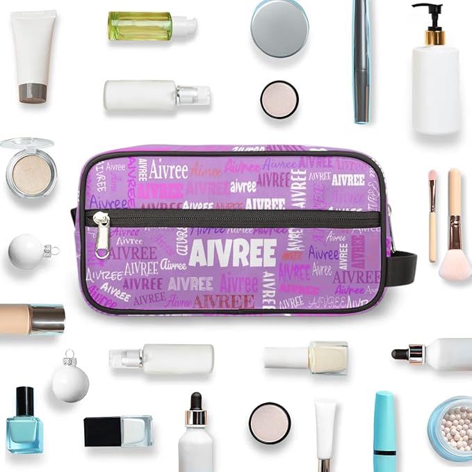 KFNHN Personalized Name Toiletry Bag, Orchid Purple Color, Colorful Names