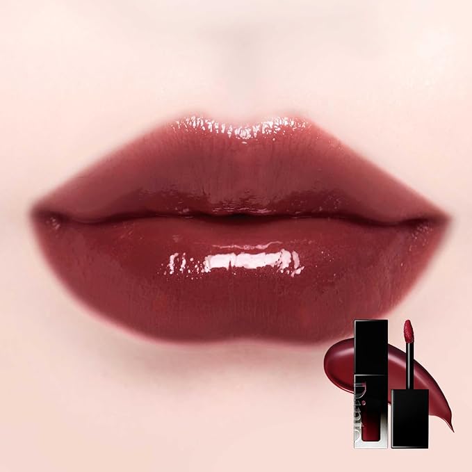 DINTO Blur-Glowy Lip Tint (218 Memento Mori) – Dewy Finish Glowy Korean Lip Tint, Long Lasting All Day Stain, Warm Deep Red, Vegan & Cruelty-Free, 0.11 fl oz