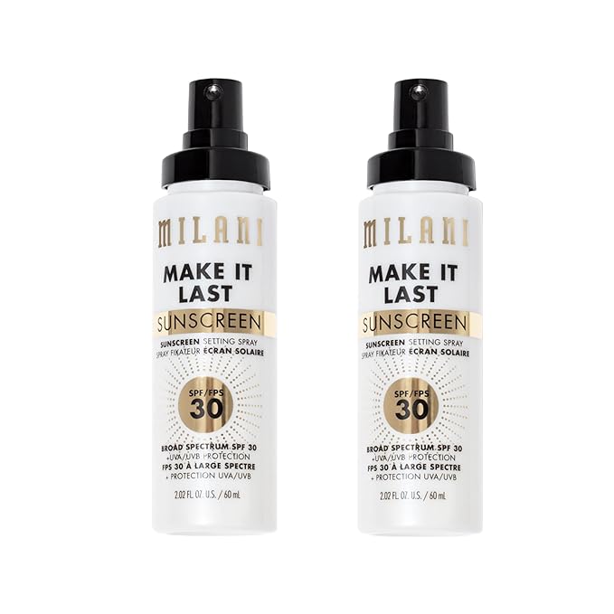 Milani Sunscreen Setting Spray, Make It Last Face Sunscreen- SPF 30 2-Pack