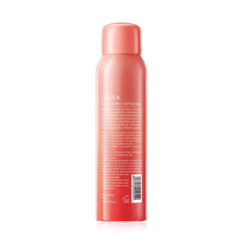 zeesea Vitamin C Hydrating Makeup Setting Spray for Face,Waterproof Make up Setting Fixer Mist type Spray,Long-lasting for 16 hours,Oil Control, 3.52 Fl oz, 100 ml