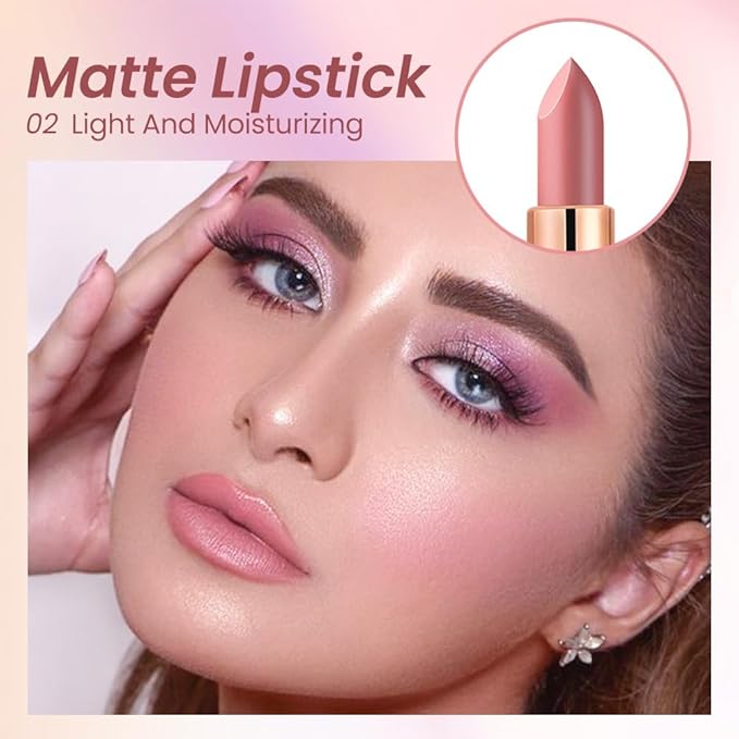 CAKAILA Nude Lip Stick,Matte Cream Lipstick Set for Women,Long Lasting Waterproof Smudge Proof Velvet lipsticks Crayon,Lip Makeup Kit Travel Size,Vegan & Cruelty-free (Pack of 1)