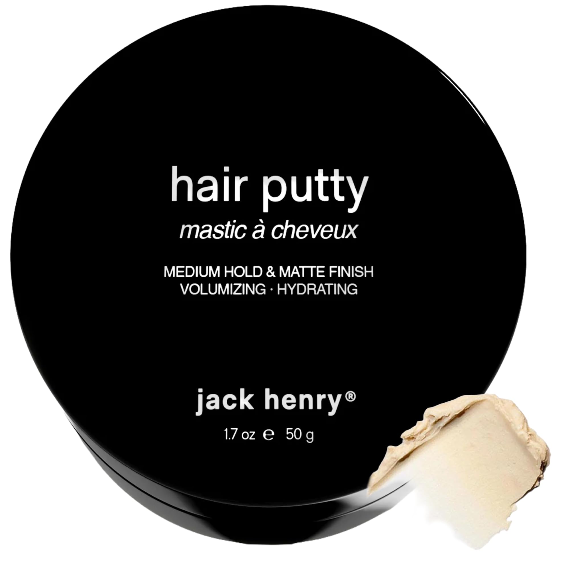 Jack Henry Hair Putty – Natural Matte Finish Styling Paste for Men – Medium Hold, Lightweight, Non-Greasy – With Mango Butter & Broccoli Seed Oil for Nourishment – 1.7 oz