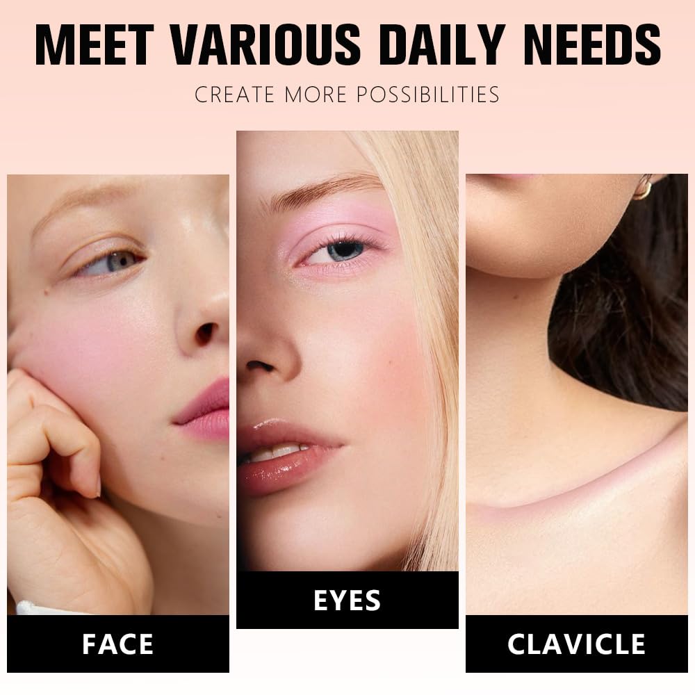 HHLTOH Nude Pink Matte for Face Cheeks Blush, Natural Cream Blushes Makeup Palette, Light Monochrome Blush Creamy Powder Palette Makeup for Older Women, Blushes Eyeshadow Foundation for Every Day 02