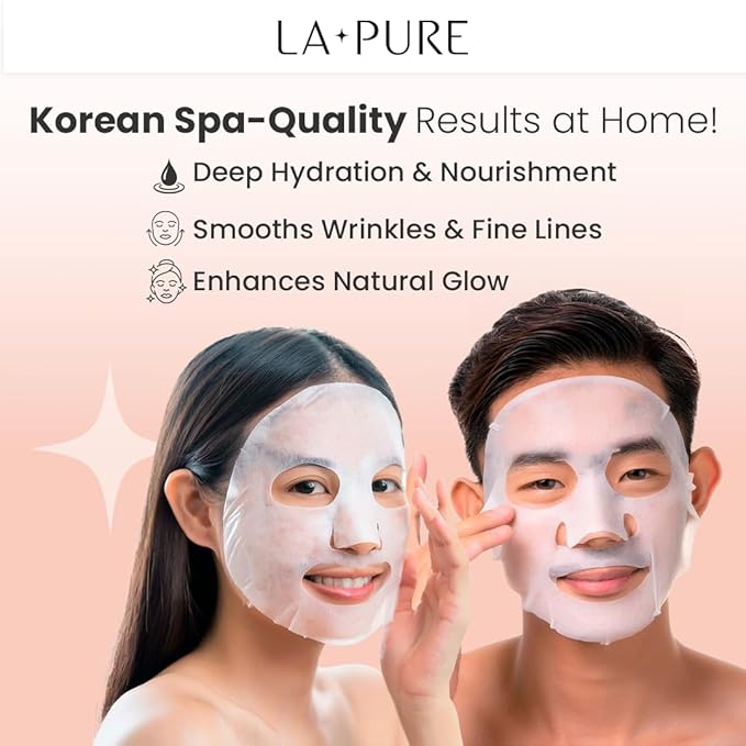 LA PURE Korean Snail Mucin Mask – Cruelty-Free – 10 Hydrating Sheet Masks