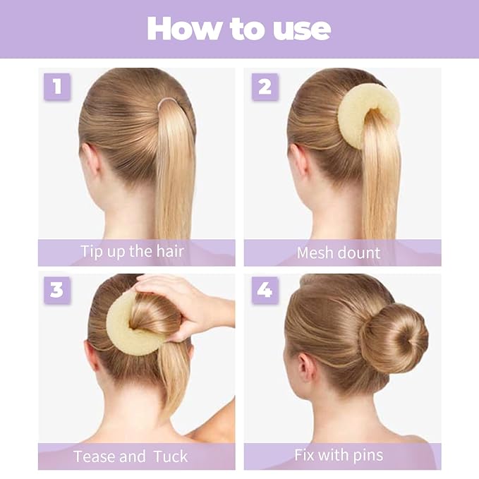 TsMADDTs Donut Bun Maker, Hair Bun Maker Set for Ballet Styling, Washable