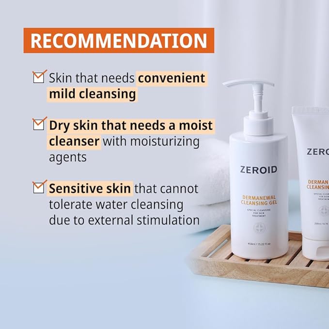 ZEROID Dermanewal Cleansing Gel, 15.2 fl oz (450ml)