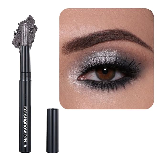 SAUBZEAN Gray Eyeshadow Stick Makeup, Cream Shimmer Eye Shadow Pencil, Hypoallergenic Waterproof Long Lasting Crayon, Smooth Glitter Primer Palette Eyeliner Make up