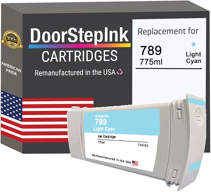 DoorStepInk 789 Light Cyan Remanufactured Ink Cartridge Replacement for HP 789 (CH619A) — Compatible with DesignJet L25500 42" & 60" Wide-Format Printers — Standard Yield 1-Pack