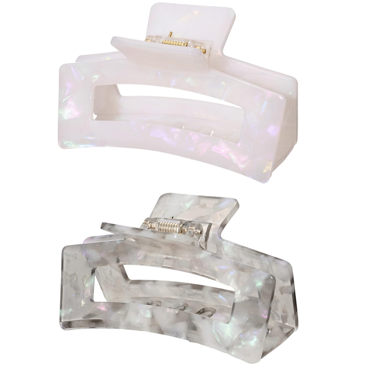Hair Claw Clips Cutout Tortoise Shell Celluloid Hair Jaw Clips 3 Inches French Design Rectangle Hair Clamp for Women Ladies Mother (2 Pack)
