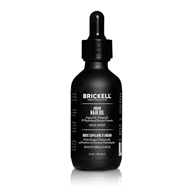 Brickell Men's Argan Oil for Hair, Lightweight Hair Oil Treatment For Men, With Argan Oil, Hydrolyzed Proteins, and Vitamin E, 2 Ounce, Scented